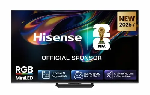 Телевизор, Hisense 65" UR8S, 4K Ultra HD 3840x2160, RGB Mini Led , DLED, Quantum Dot, 180Hz, IPS, HDR 10+, HLG, Dolby Vision IQ, Dolby Atmos, Smart TV,Light Sensor,WiFi 6eGHz, WiFi Direct, BT,2x10 W + 20 W + 2x5 W, Anyview Cast, 4xHDMI, 2xUSB, LAN, CI+, DVB-T2/C/S2