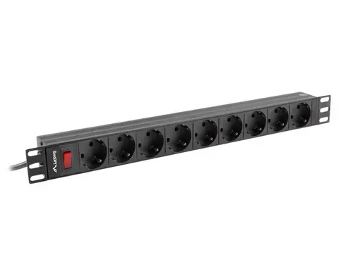 Филтър, Lanberg power distribution unit (PDU) 19" 1U 16A 9xSchuko outlets,black
