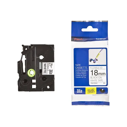 Консуматив, Brother TZe-FX241 Tape, Black on White, Flexible, 18mm, 8m