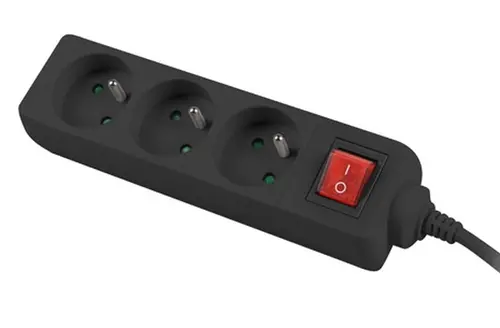 Разклонител, Lanberg power strip 1.5m, 3 sockets, french with circuit breaker quality-grade copper cable, black
