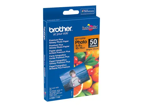 Хартия, Brother BP71GP50 Premium Plus Glossy Photo Paper, A6 (4x6"), 50 Sheets