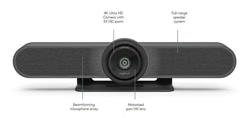 Уебкамера, Logitech MeetUp Confererence Solution, Ultra HD 4K 30 fps, Up To 6 Seats, Super Wide 120°, Motorized PT, RightSight, RightLight, RightSound, 5x HD Zoom, Black