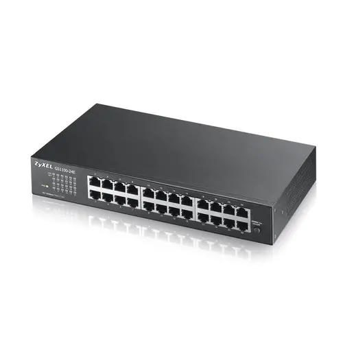 Комутатор, ZyXEL GS1100-24E 24-port Gigabit Unmanaged switch v3, Fanless, 802.3az (Green), desktop/19" rackmount