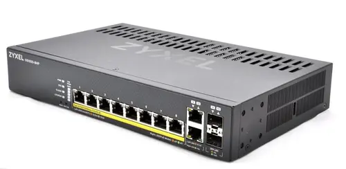 Комутатор, ZyXEL GS1920-8HPv2, 10 Port Smart Managed Switch 8x Gigabit Copper and 2x Gigabit dual pers., hybrid mode, standalone or NebulaFlex Cloud, 130 Watt PoE, fanless