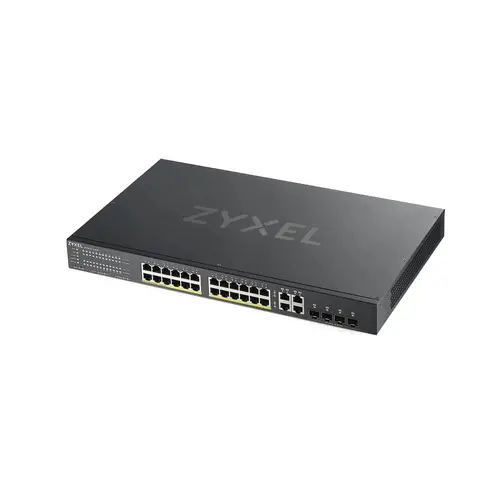 Комутатор, ZyXEL GS1920-24HPv2, 28 Port Smart Managed Switch 24x Gigabit Copper and 4x Gigabit dual pers., hybird mode, standalone or NebulaFlex Cloud