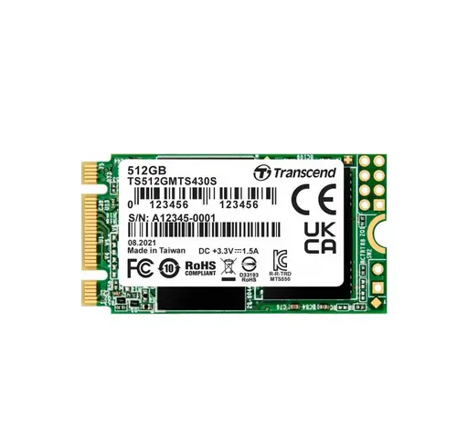Твърд диск, Transcend 512GB, M.2 2242 SSD, SATA3 B+M Key, TLC