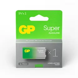 Алкална батерия GP SUPER 6LF22, 6LR61, 9V, 1 бр. блистер, 1604A