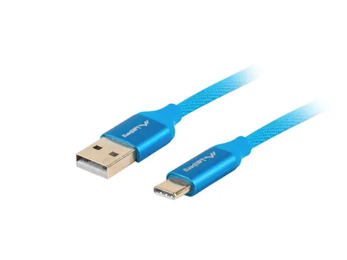 Кабел, Lanberg USB-C(M) ->  USB-A (M) 2.0 cable 1.8m, blue QC 3.0 premium