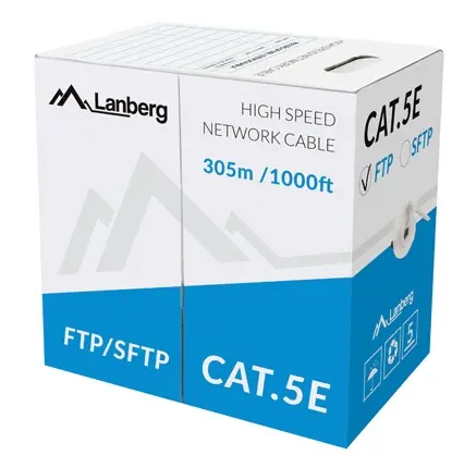 Кабел, Lanberg LAN cable FTP CAT.5E 305m solid CCA, grey Кабел, Lanberg LAN cable FTP CAT.5E 305m solid CCA, grey