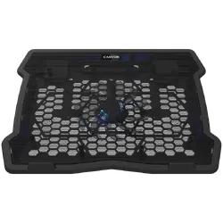 CANYON NS02, Cooling stand single fan with 2x2.0 USB hub, support up to 10”-15.6” laptop, ABS plastic and iron, Fans dimension:125*125*15mm(1pc), DC 5V, fan speed: 800-1000RPM, size:340*265*30mm, 406g