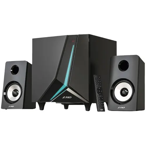 FENDA F&D F670X 2.1 Multimedia Speakers, 70W RMS, Full range speaker: 2x3.5"+ 6.5" Subwoofer, BT 5.3/AUX/USB/Coaxial/LED Display/RGB multi-color lighting mode/ Remote Control/ Black