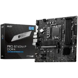 MSI PRO B760M-P DDR4, mATX, Socket 1700, Dual Channel DDR4 4800(OC)MHz, 1x PCIe x16 slots, 2x M.2 slots, 1x HDMI, 1x DP, 1x VGA, 1x USB 3.2 Gen 2 Type-C, 1x USB 3.2 Gen 1, 4x USB 2.0, 7.1 HD Audio, 1Gbps LAN, 3Y