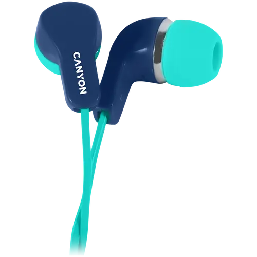 CANYON Stereo Earphones with inline microphone, Green+Blue