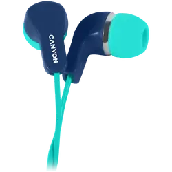 CANYON Stereo Earphones with inline microphone, Green+Blue
