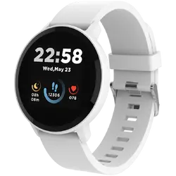 CANYON Lollypop SW-63, Smart watch, 1.3inches IPS full touch screen, Round watch, IP68 waterproof, multi-sport mode, BT5.0, compatibility with iOS and android, Silver white, Host: 25.2*42.5*10.7mm, Strap: 20*250mm, 45g