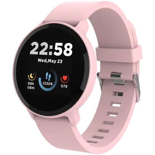 CANYON Lollypop SW-63, Smart watch, 1.3inches IPS full touch screen, Round watch, IP68 waterproof, multi-sport mode, BT5.0, compatibility with iOS and android, Pink, Host: 25.2*42.5*10.7mm, Strap: 20*250mm, 45g