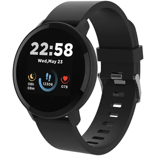CANYON Lollypop SW-63, Smart watch, 1.3inches IPS full touch screen, Round watch, IP68 waterproof, multi-sport mode, BT5.0, compatibility with iOS and android, black, Host: 25.2*42.5*10.7mm, Strap: 20*250mm, 45g