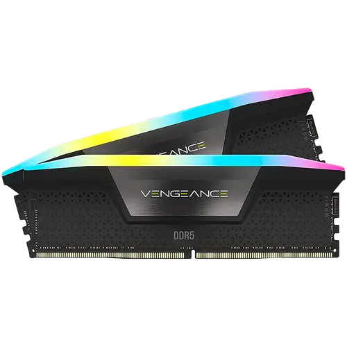 CORSAIR DDR5, 5200MT/s 32GB 2x16GB DIMM, 40-40-40-77, XMP 3.0, VENGEANCE RGB DDR5 Black Heatspreader, RGB LED, 1.25V
