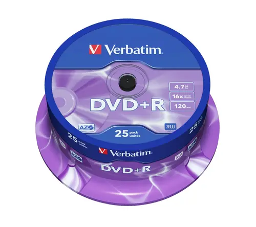 Медия, Verbatim DVD+R AZO 4.7GB 16X MATT SILVER SURFACE (25 PACK)