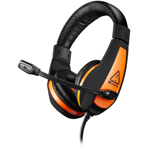 CANYON Star Raider GH-1A, Gaming headset 3.5mm jack with adjustable microphone and volume control, with 2in1 3.5mm adapter, cable 2M, Black, 0.23kg