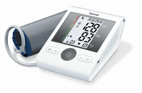 Апарат за кръвно налягане, Beurer BM 28 Upper arm blood monitor; risk indicator; arrhythmia detection; cuff position control; medical device; circumferences 22- 42 cm; storage bag