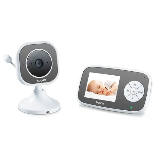 Бебефон, Beurer BY 110 video baby monitor,  2.8" LCD colour display,infrared night vision function,4 gentle lullabies,Intercom function,Motion and sound alarm,Range of up to 300 m,The monitor is compatible with up to 4 cameras
