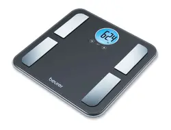Везна, Beurer BF 195 diagnostic bathroom scale; round LCD display; Weight, body fat, body water, muscle percentage, bone mass, AMR calorie display; 180 kg