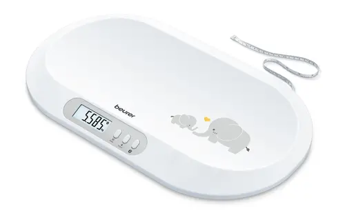 Везна, Beurer BY 90 baby scale, Data transfer via Bluetooth, Automatic and manual hold function, Curved weighing surface, 10 Measurement memory spaces