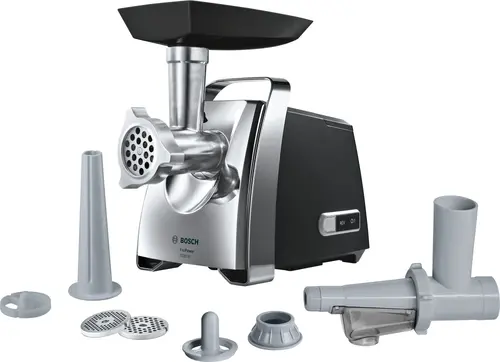 Месомелачка, Bosch MFW67450, Meat mincer, ProPower 2000W, 3,5 kg/min, nr. 8, 3 sieves, kebbe attachment, juice extractor, reverse function, fruit press