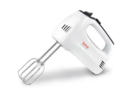 Миксер, Tefal HT310138, Hand Mixer, 300W, 5 Speeds + turbo,  2 Beaters, 2 Dough hooks, white/dark grey