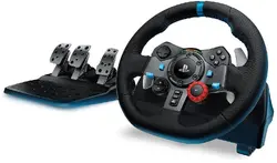 Волан, Logitech G29 Driving Force Racing Wheel, PlayStation 4, PlayStation 3, PC, 900° Rotation, Dual Motor Force Feedback, Adjustable Pedals, Leather