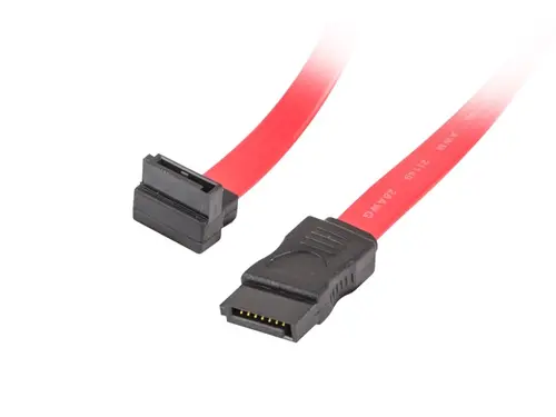Кабел, Lanberg SATA DATA III (6GB/S) F/F cable 50cm metal clips angled, red