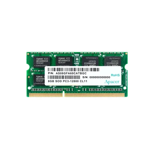 Памет, Apacer 8GB Notebook Memory - DDR3 SODIMM PC12800 512x8 @ 1600MHz