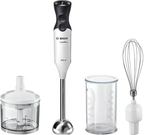 Пасатор, Bosch MS6CA4150, Blender, ErgoMixx, 800 W, Included transparent jug, chopper and stirrer, White, anthracite