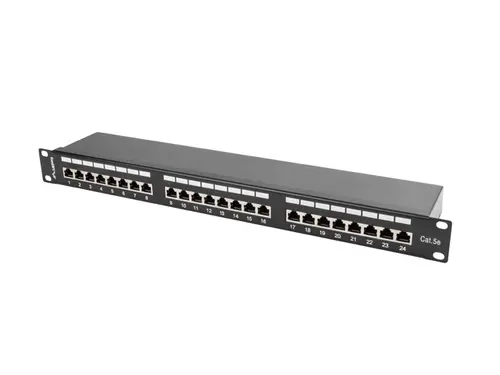 Пач панел, Lanberg patch panel 24 port 1U CAT.5E shielded, black