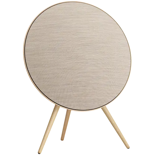 Beosound A9 5th Gen Speaker Gold Tone (Back Sand/Cover Golden/Legs White Oak)