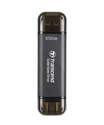 Твърд диск, Transcend 512GB, External SSD, ESD310C, USB 10Gbps, Type C/A, Black