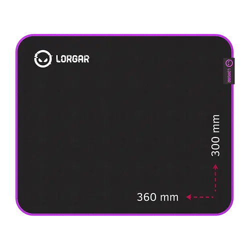 Lorgar Main 313, Gaming mouse pad, High-speed surface, Purple anti-slip rubber base, size: 360mm x 300mm x 3mm, weight 0.195kg