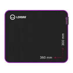 Lorgar Main 313, Gaming mouse pad, High-speed surface, Purple anti-slip rubber base, size: 360mm x 300mm x 3mm, weight 0.195kg