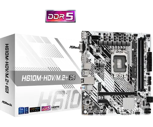 Дънна платка ASRock H610M-HDV/M.2+ D5 LGA1700 Дънна платка ASRock H610M-HDV/M.2+ D5 LGA1700