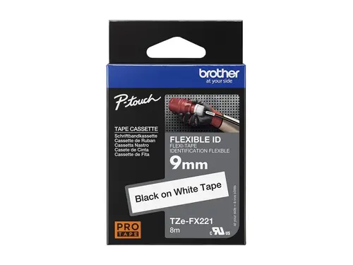 Консуматив, Brother TZe-FX221 Tape, Black on White, Flexible, 9mm, 8m Консуматив, Brother TZe-FX221 Tape, Black on White, Flexible, 9mm, 8m