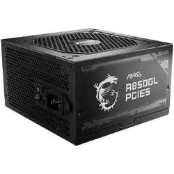 MSI MAG A850GL PCIE5, 850W, 80 Plus Gold, 120mm Fluid Dynamic Bearing Fan, Protections: OCP/OVP/OPP/OTP/SCP, Dimensions: 150mmx140mmx86mm, 7Y Warranty