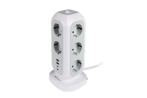 Разклонител, Verbatim EUPT-01 EU Power Tower 11 AC with 2 x USB-C / 2 x USB-A