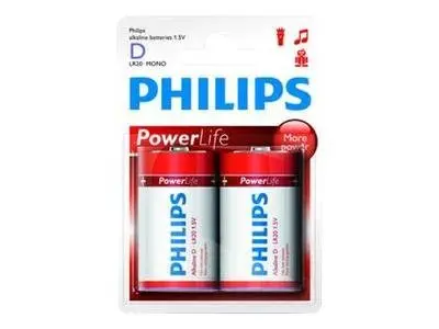Philips Power Alkaline батерия LR20 D, 2-blister