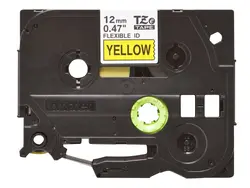 TZ Tape 12mm BLACK  ON YELLOW FLEXIBLE ID for P-Touch