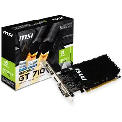 MSI Video Card NVidia GeForce GT 710, 2048MB DDR3, 64-bit, 12.8 GB/s, 1600 Mbps Effective Memory Speed, 954 MHz Clock, PCI Express 2.0, HDMI 1.4, Dual-link DVI-D, D-Sub, 300W Recommended PSU
