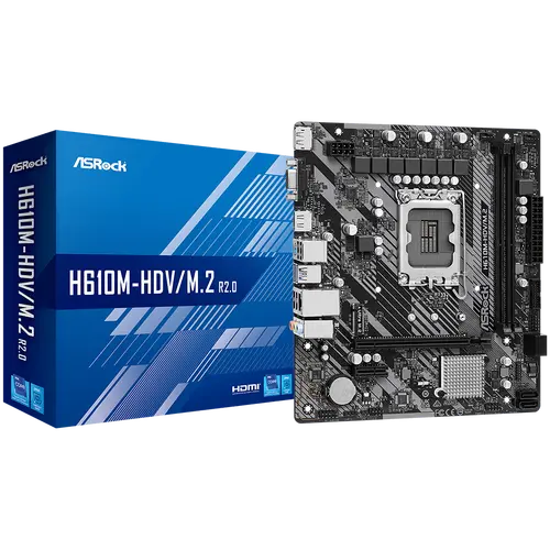 Дънна платка ASRock H610M-HDV/M.2 R 2.0, LGA1700, DDR4, mATX Дънна платка ASRock H610M-HDV/M.2 R 2.0, LGA1700, DDR4, mATX