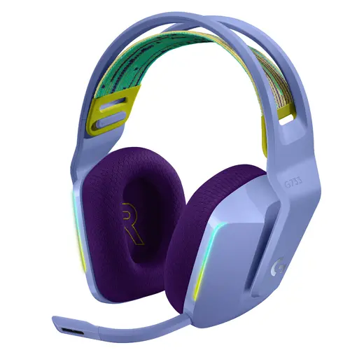 Слушалки, Logitech G733 Wireless Headset, Lightsync RGB, Lightspeed Wireless, PRO-G 40 mm Drivers, DTS Headphone:X 2.0 Surround, Blue Voice Microphone, 278 g, Lilac Слушалки, Logitech G733 Wireless Headset, Lightsync RGB, Lightspeed Wireless, PRO-G 40 mm Drivers, DTS Headphone:X 2.0 Surround, Blue Voice Microphone, 278 g, Lilac