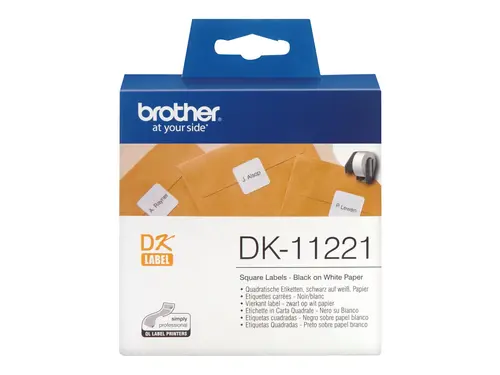 Консуматив, Brother DK-11221 Square Paper Labels, 23mmx23mm, 1000 labels per roll (Black on White)
