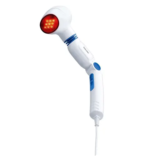 Масажор, Beurer MG 40 infrared massager; Soothing vibration massage; Rotating massage head and 3-way adjustable handle; Infrared heat; 3 function levels; 4 interchangeable massage attachments